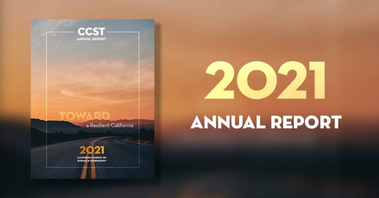 Report cover with a view of an open road with mountains and the sun setting or rising over them with shades of sky with 2021 Annual Report in big letters
