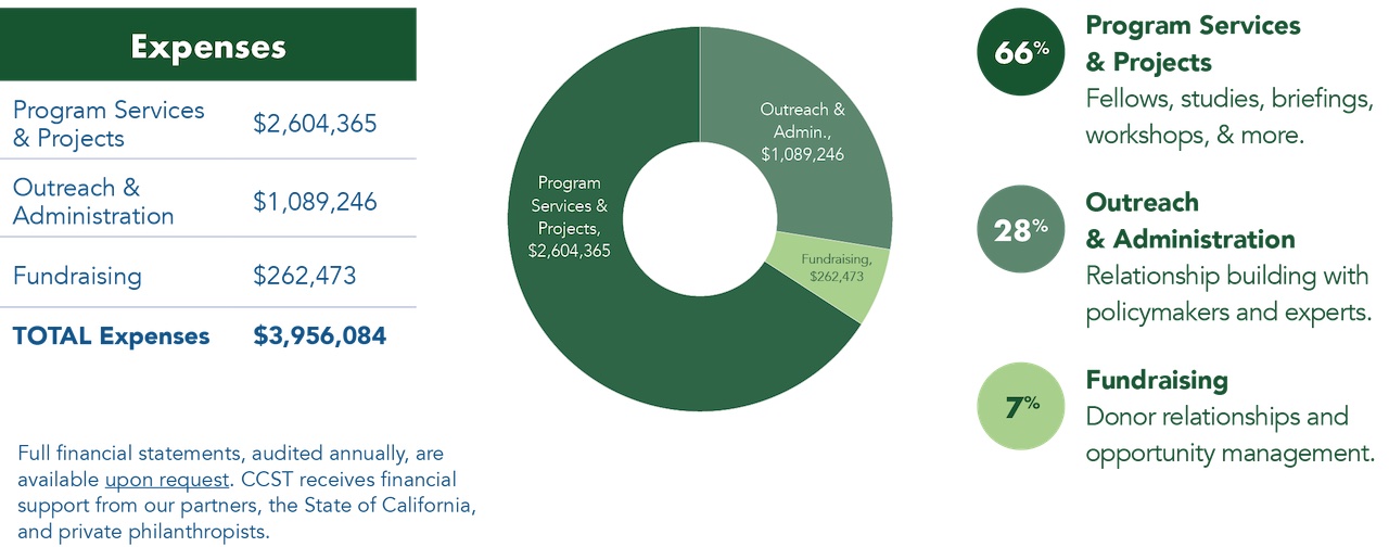 Table and pie chart showing annual expenses.