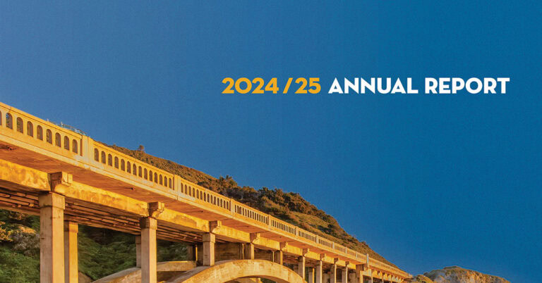 Bixby Bridge, Adobe Stock, with text "2024/25 Annual Report"