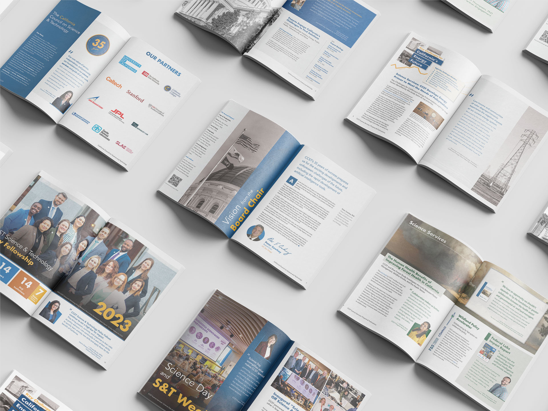 Pages of the 2023 Annual Report laid out as magazine.