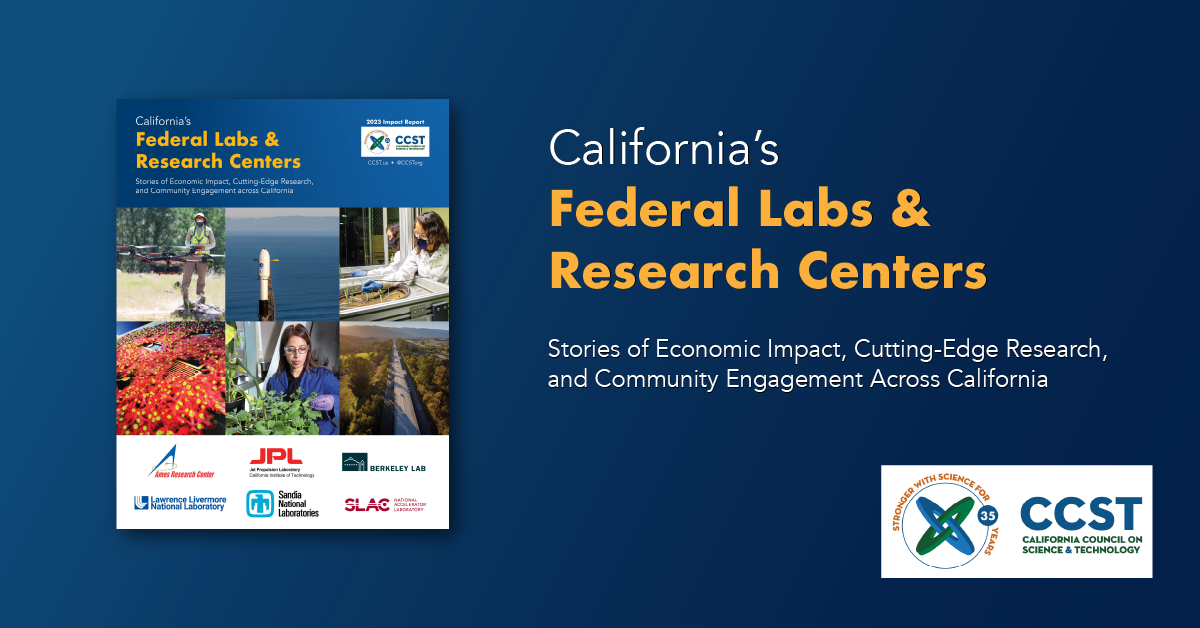 A graphic with the cover of the labs report and the title with CCST's logo on a blue background.