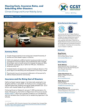 First page of the one pager on housing costs and insurance rates