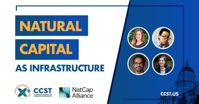 Natural Capital as Infrastructure Expert Briefing Graphic including the title of the event and panelist and moderator headshots.