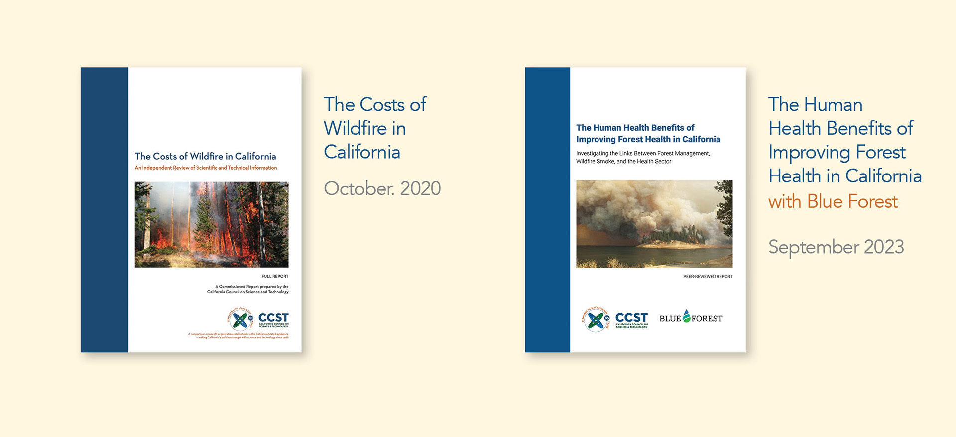 Report covers on a light orange background related to the wildland fire smoke convening