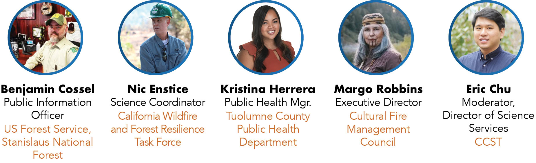 Panelist headshots at the wildland fire smoke convening