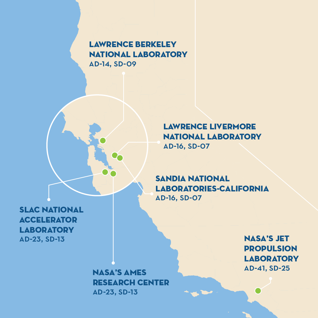 A map of California's Federal Laboratories.