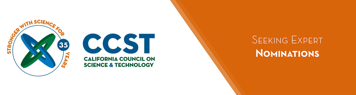 CCST Logo and "Seeking Expert Nominations" in white font on orange background.