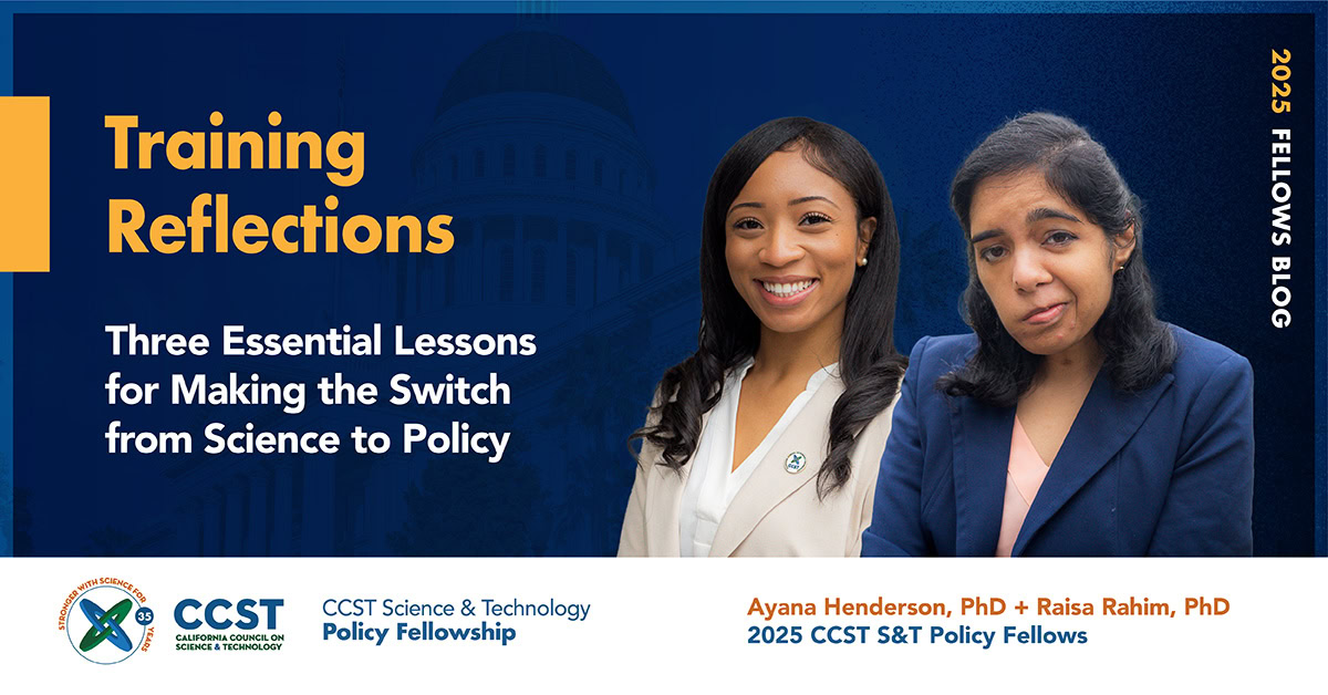 Blog graphic with title, CCST logo, and headshots of Ayana and Raisa.