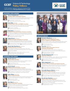 A group photo of the Fellows up top with a listed roster of each Fellow, their photo, and placement.