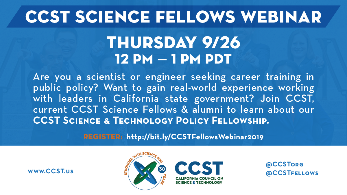 CCST Science Fellows Webinar Fall 2019