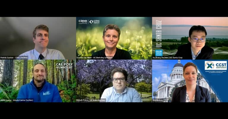 Zoom screenshot of six panelists
