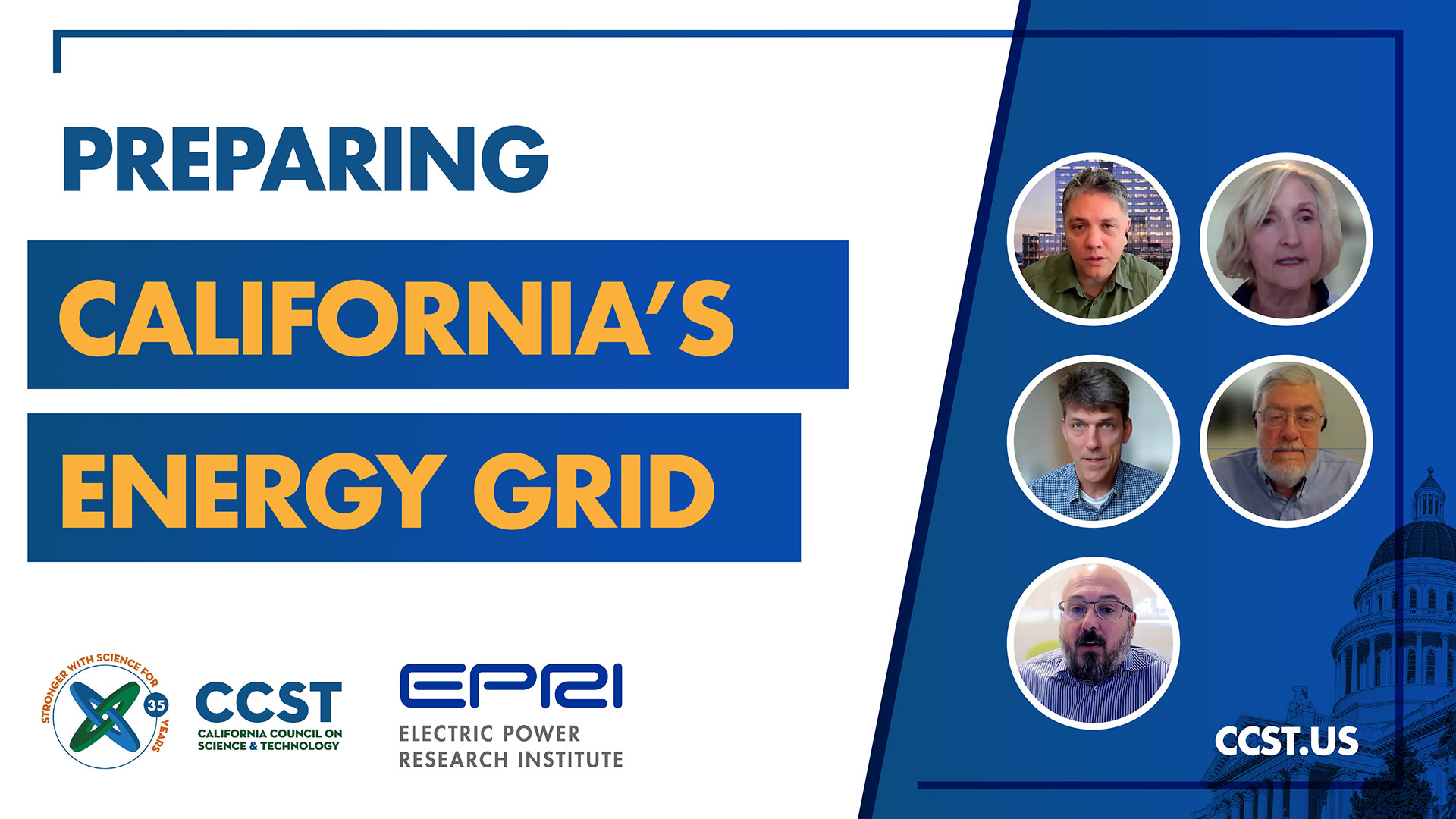 A thumbnail graphic for the energy grid event featuring the title, panelist headshots, logos.