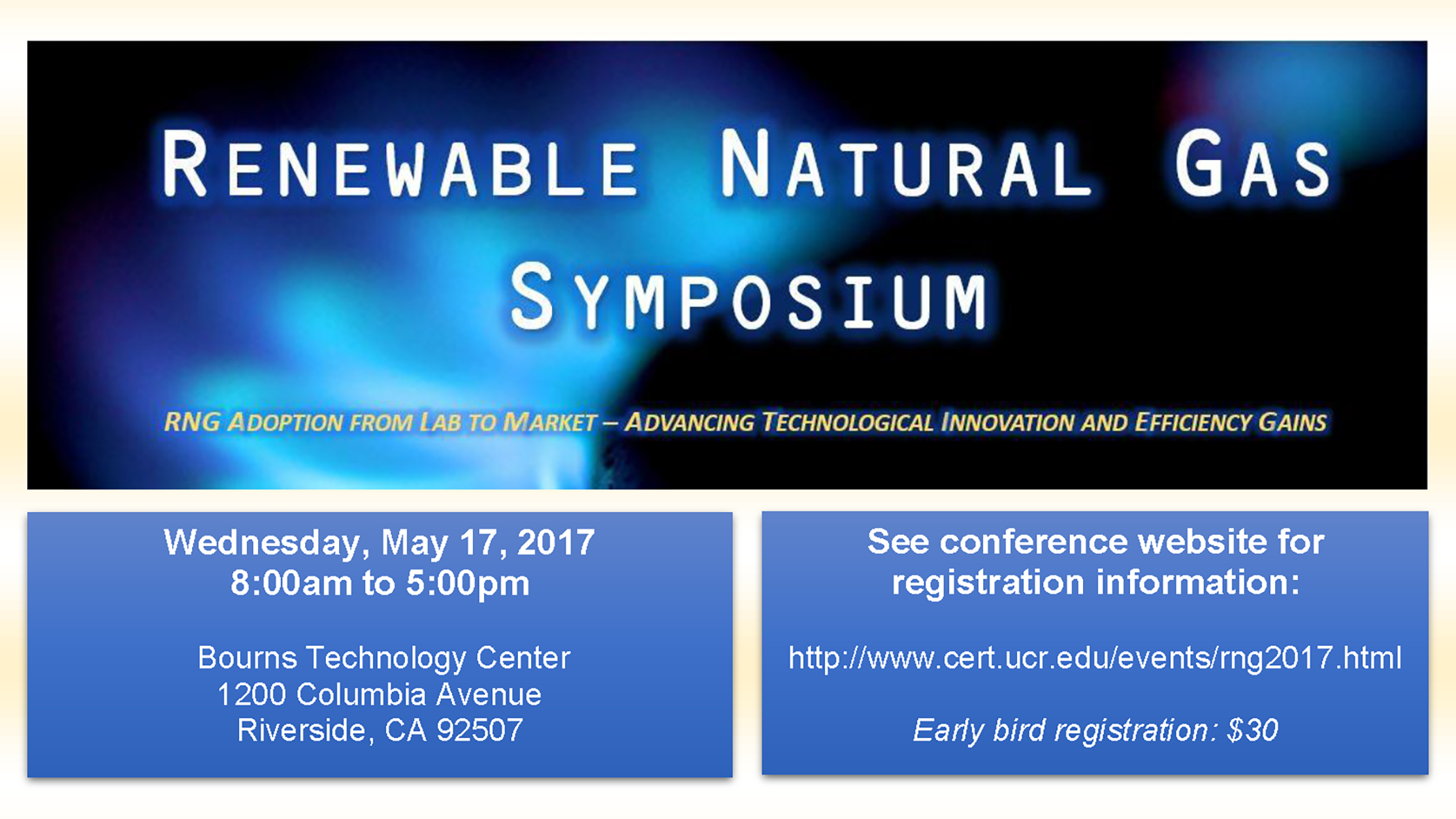 Screenshot of the UC Riverside Center for Environmental Research & Technology poster for the 2017 Renewable Natural Gas Symposium.