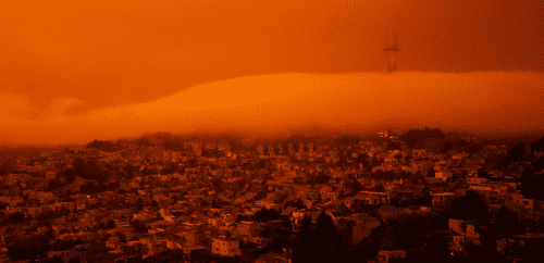 SF glowing orange from wildfire