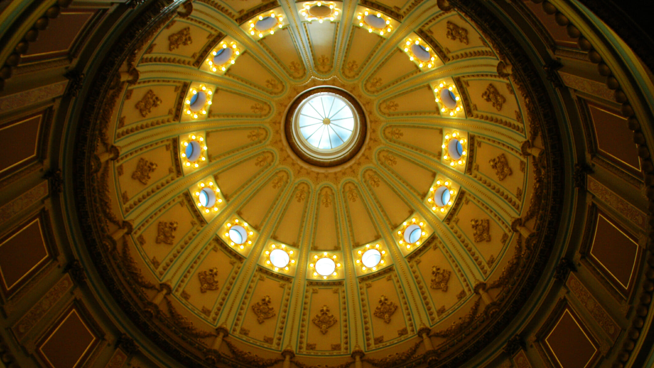 Ceiling of the Capitol Building rotunda, in Sacramento, California.