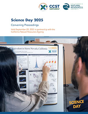 Cover page with an image from the poster session at Science Day 2025: the presenter pointing to a chart