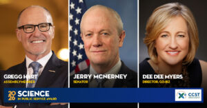 A graphic with the three photos of the recipients in thirds and a lower third with CCST's logo and the award title.