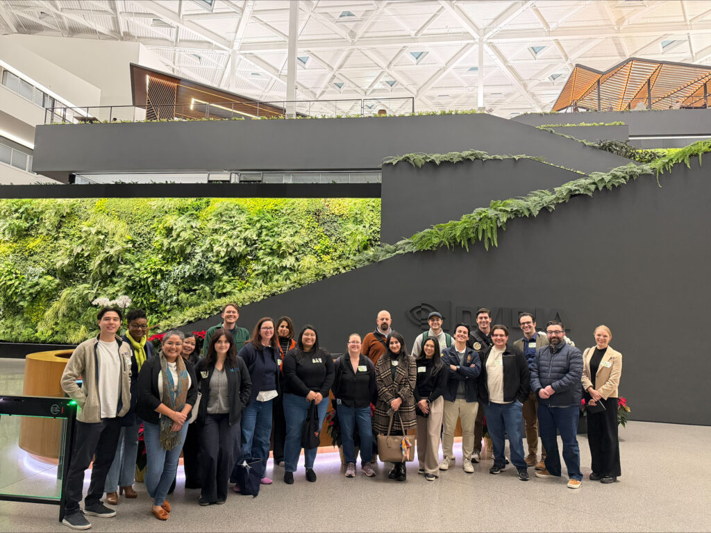 Large group photo of Legislators, CCST and NVIDIA staff at the NVIDIA headquarters.