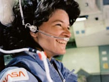 Astronaut Sally Ride in space